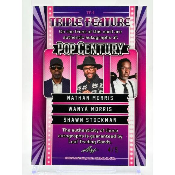 2025 Leaf Pop Century Boyz II Men Triple Green Auto 4/5 SP Morris Stockman - Picture 2 of 2